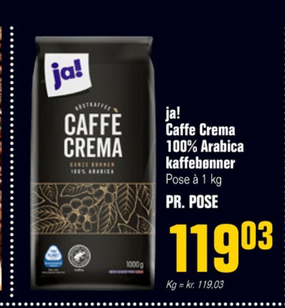ja! Caffe Crema, Kaffebønner