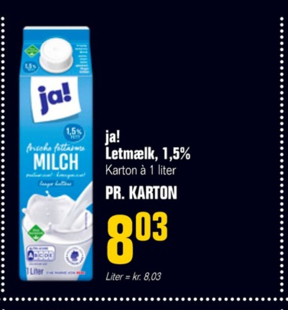 ja!, Letmælk Langtidsholdbar 1,5%