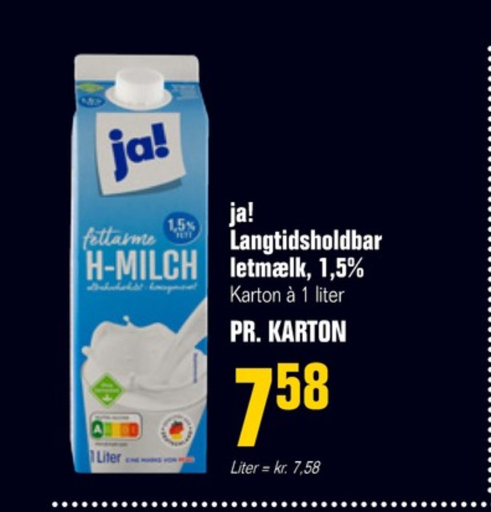 ja!, Letmælk Langtidsholdbar 1,5%