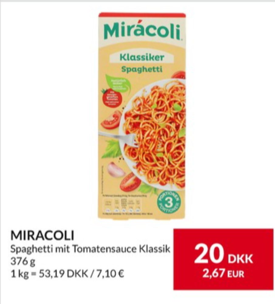 Mirácoli, Pastaretter