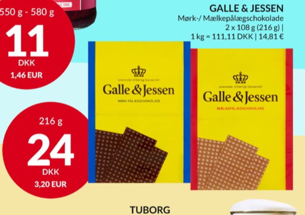 Galle & Jessen, Pålægschokolade Mælk