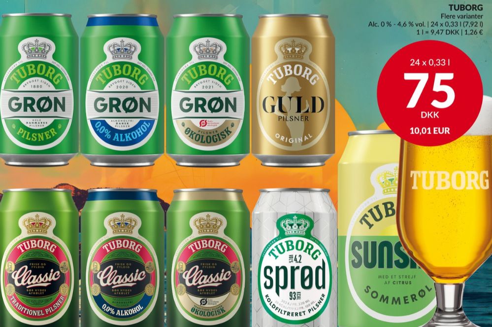 Tuborg Grøn 0,0, Øl - Alkoholfri 24 pk.