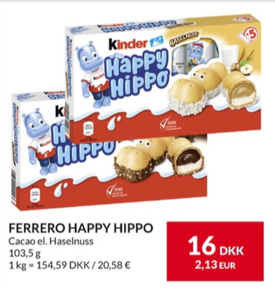 Kinder Happy Hippo, Chokoladestænger Kakao