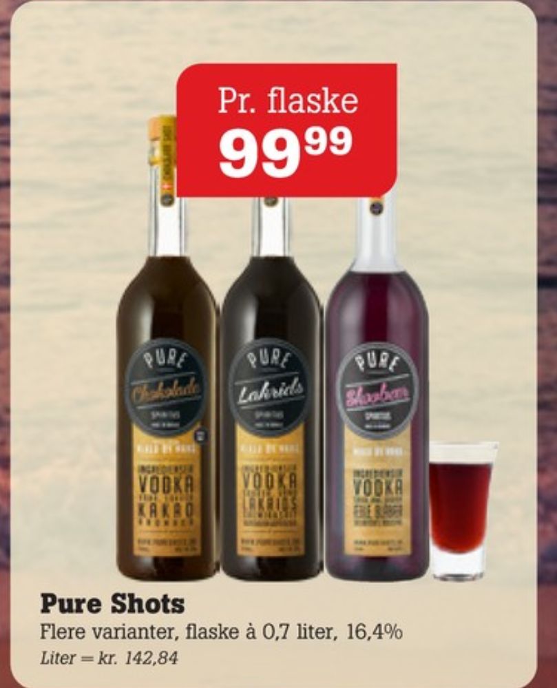 Pure Shots Chokolade, Shots