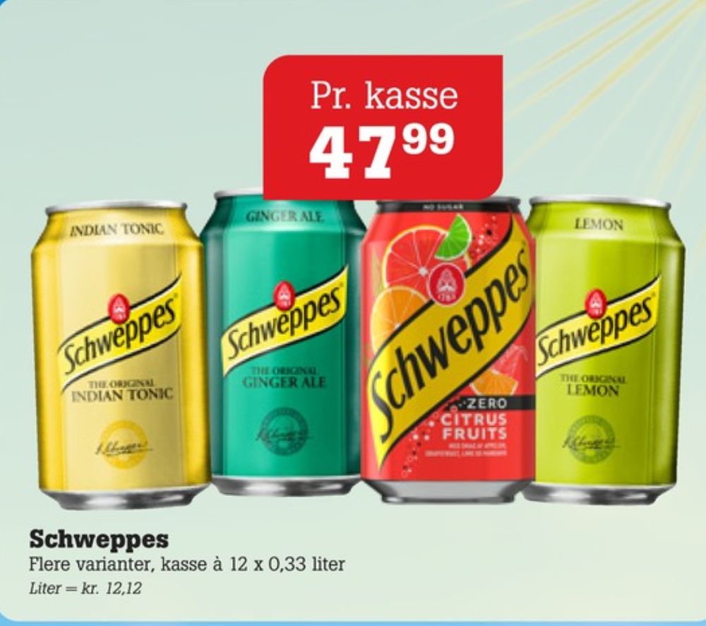 Schweppes Lemon, Lemonsodavand 12 pk.