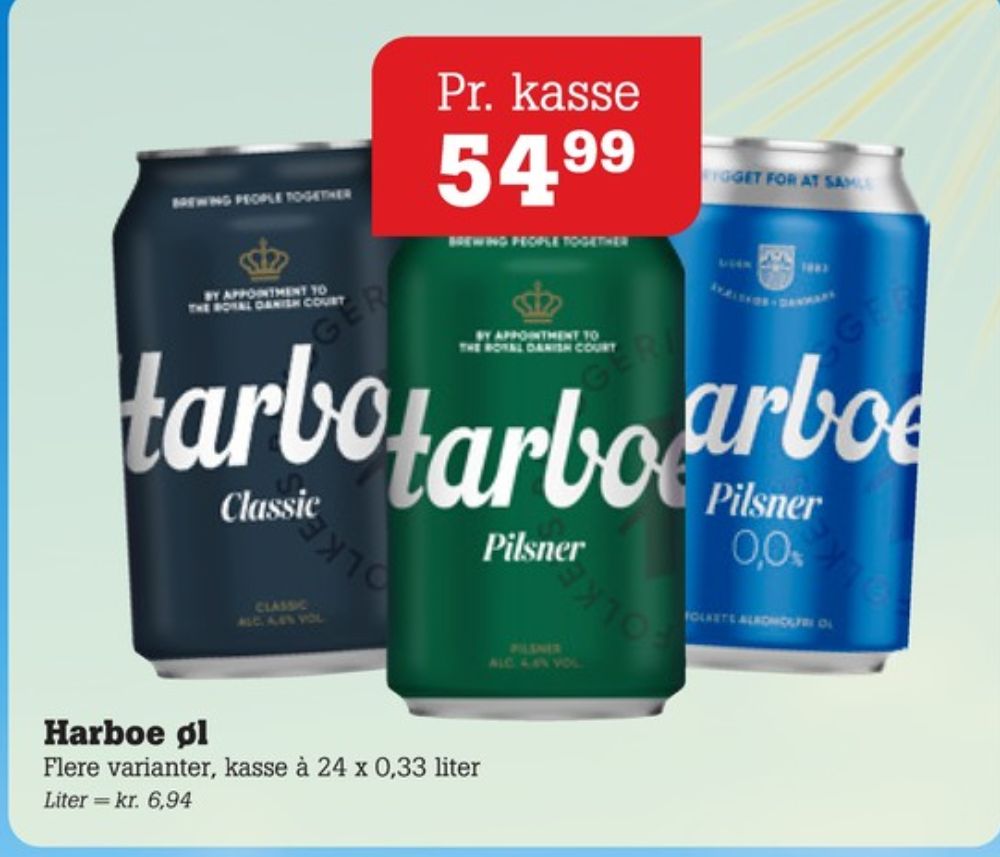 Harboe Pilsner 0,0%, Øl - Alkoholfri 24 pk.
