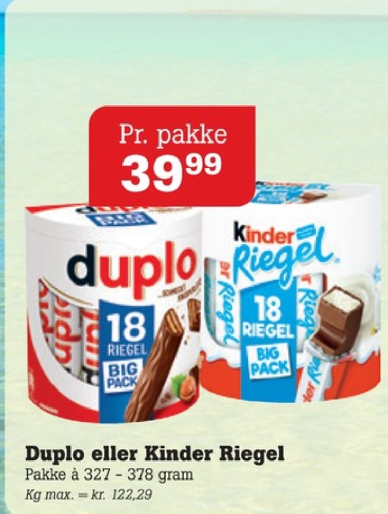 Kinder Riegel, Chokoladestænger