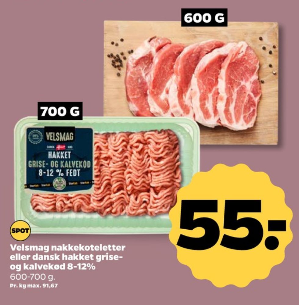 Velsmag, Hakket kalv og grisekød 8-12%