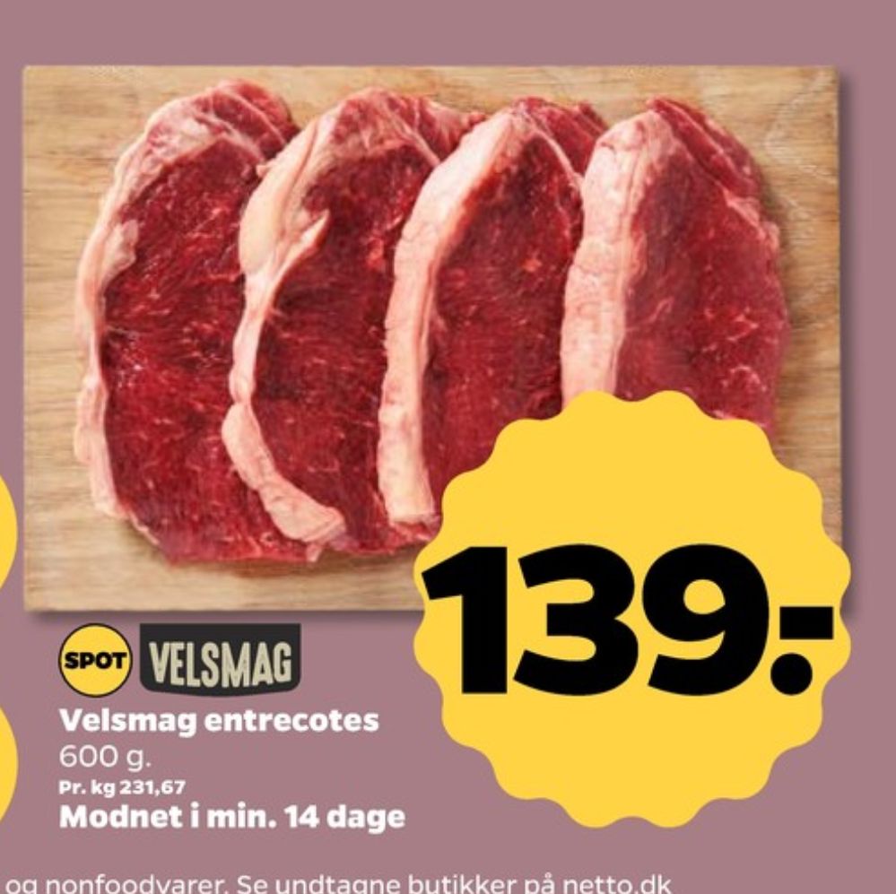 Velsmag, Okseentrecotes
