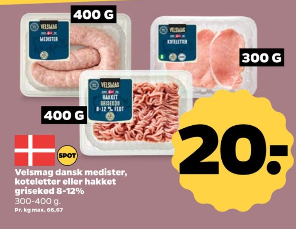 Velsmag, Hakket grisekød 8-12%
