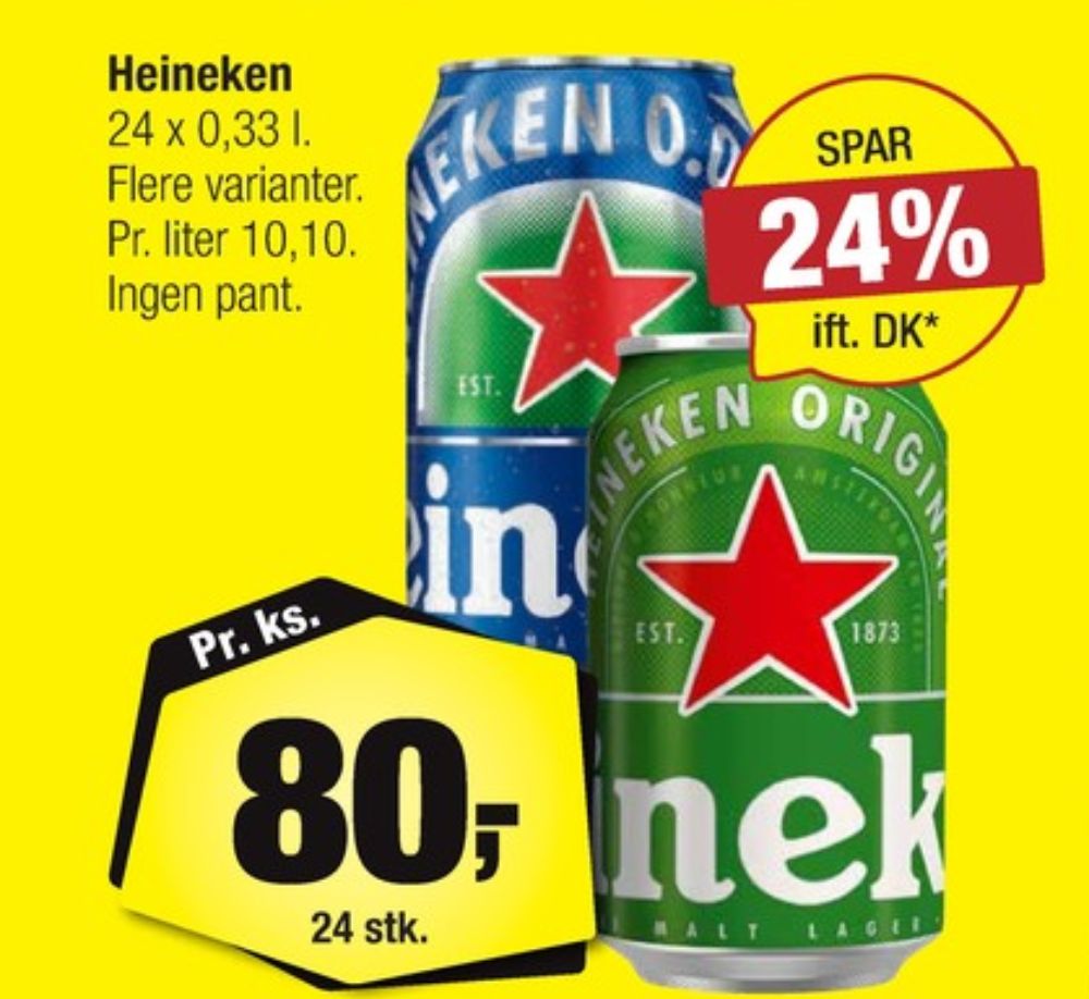 Heineken 0,0, Øl 24 pk.
