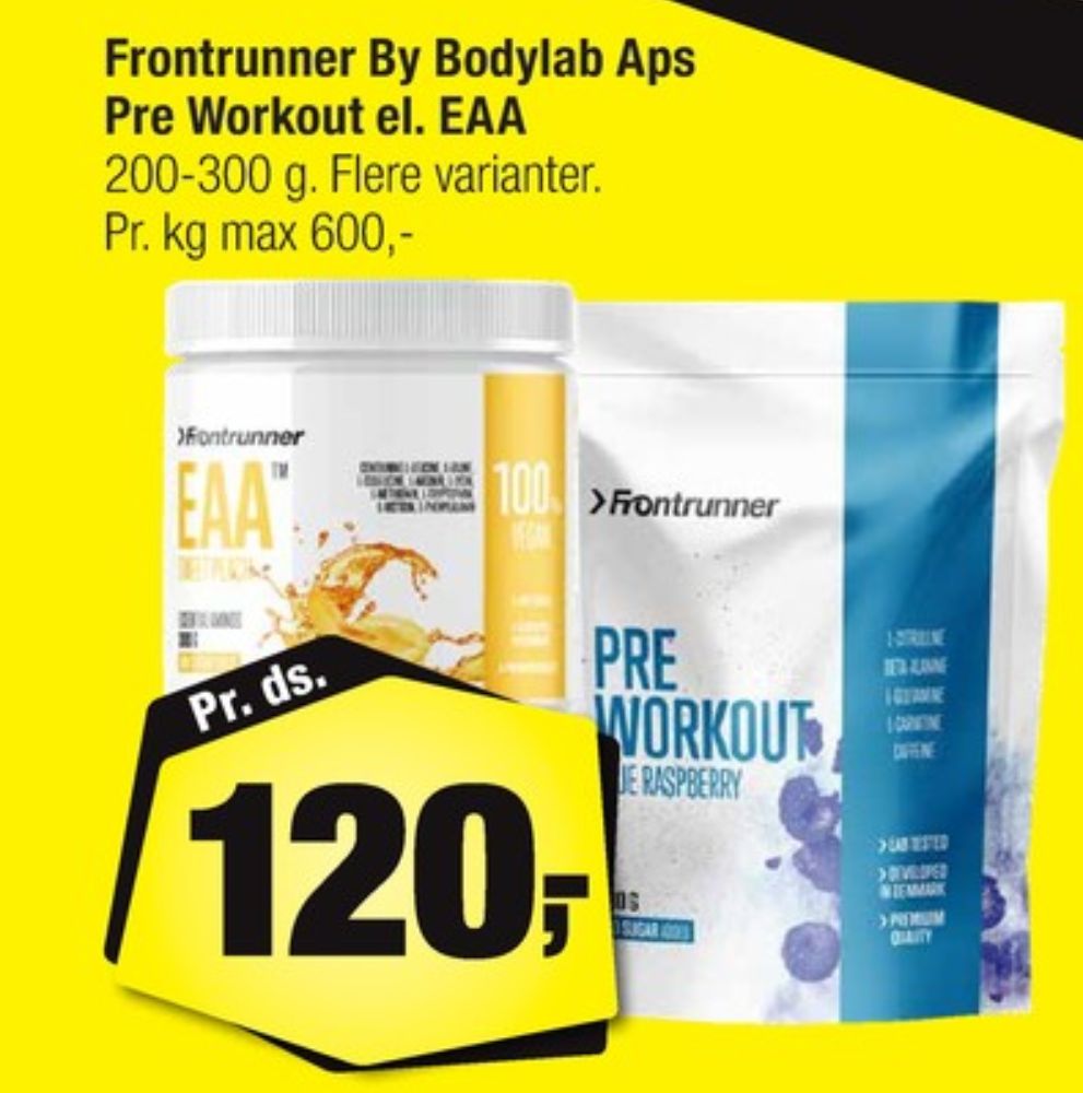 Bodylab Frontrunner, Træningstilskud