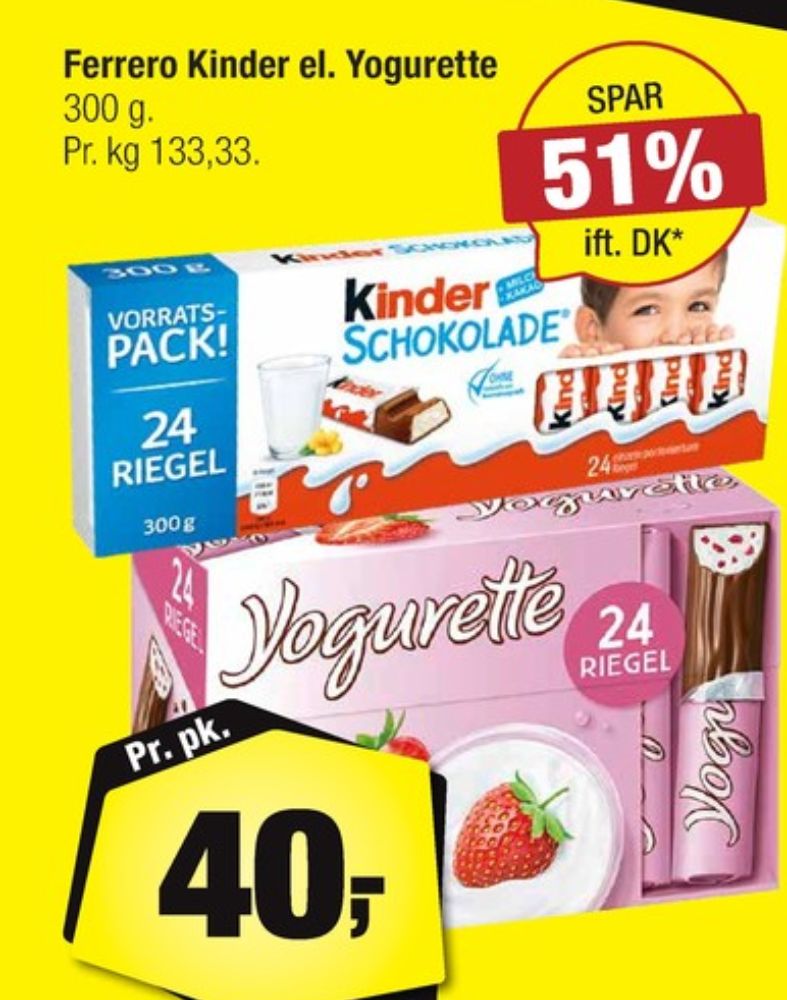 Yogurette, Chokoladestænger