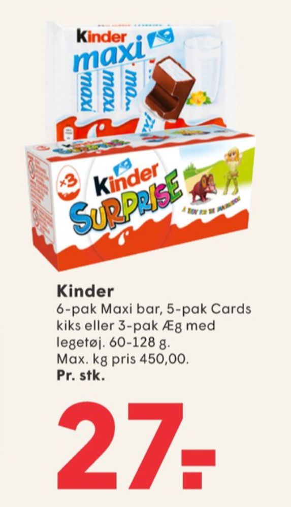 Kinder Maxi, Chokoladestænger