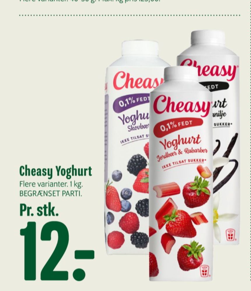 Cheasy, Jordbær & Rababer Yoghurt 