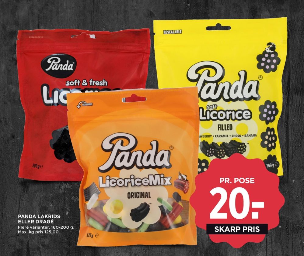 Panda Licorice, Lakridspose Filled Gul