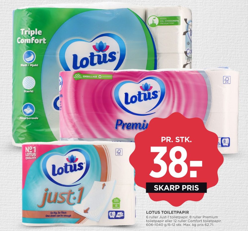 Lotus Comfort, Toiletpapir
