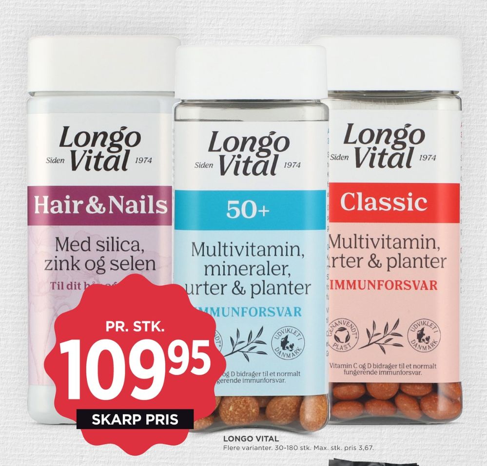 Longo Vital, Vitaminer