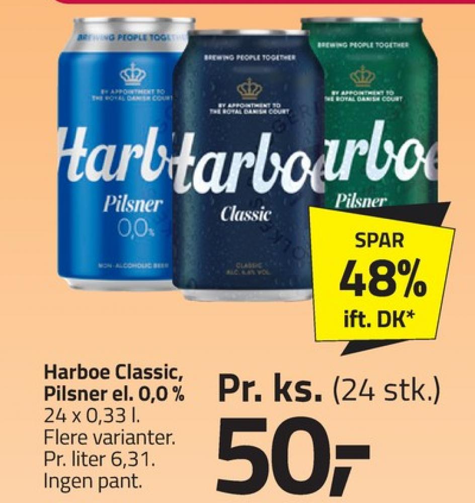Harboe Pilsner 0,0%, Øl - Alkoholfri 24 pk.