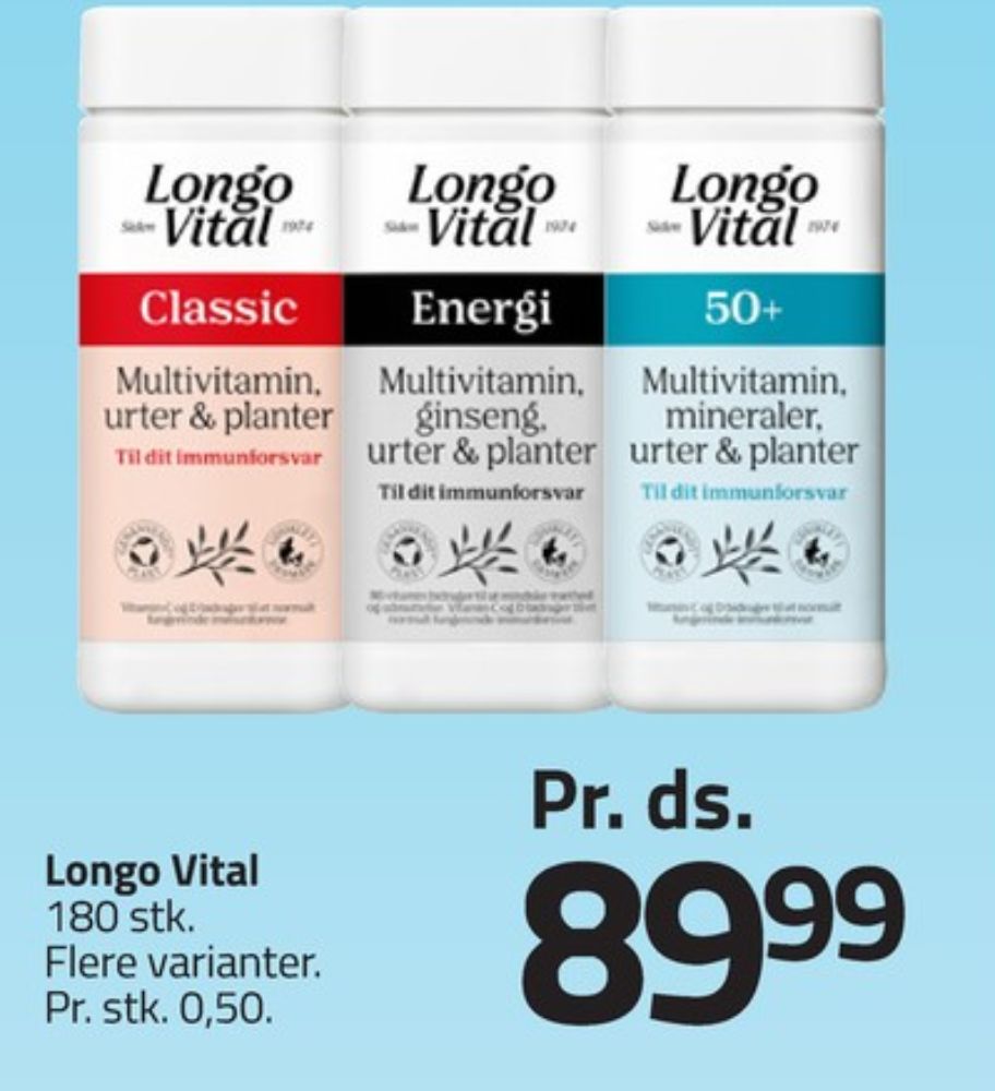 Longo Vital, Vitaminer