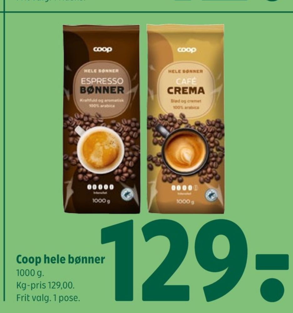 Coop Espresso, Kaffebønner