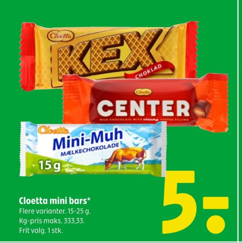 Cloetta Mini Muh, Chokoladebar