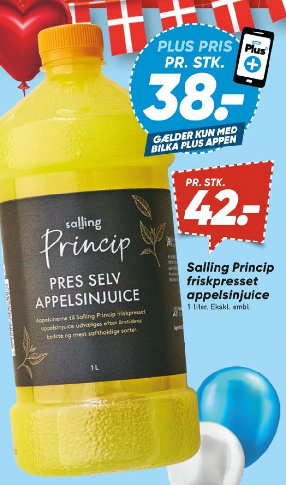 Salling Princip, Appelsinjuice friskpresset