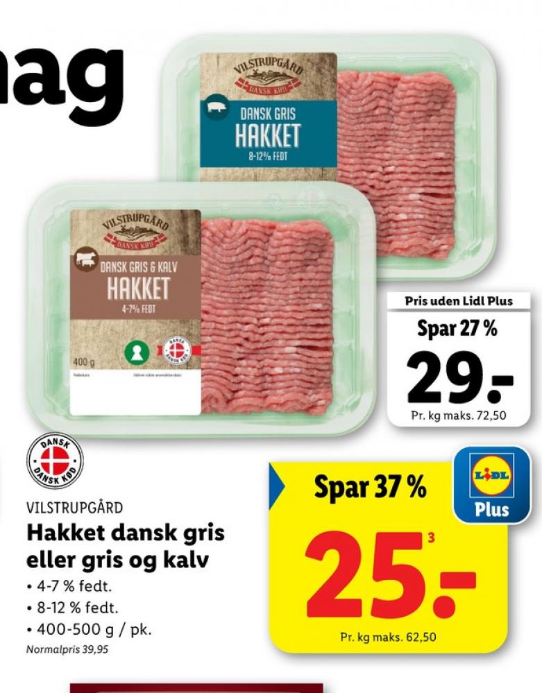 Vilstrupgård, Hakket grisekød 8-12%