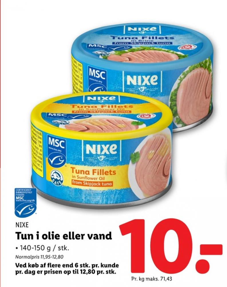 Nixe, Tun i vand