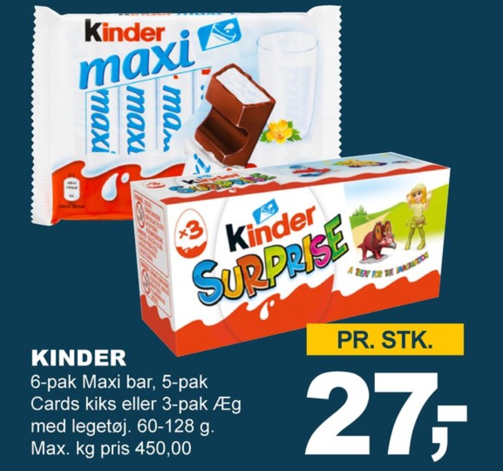 Kinder Maxi, Chokoladestænger