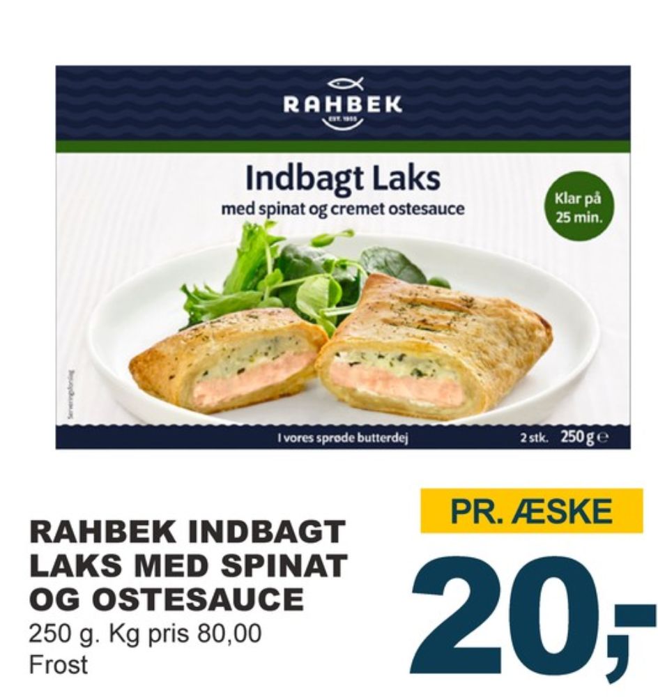 Rahbek, Indbagt Laks med Spinat og Ostesauce