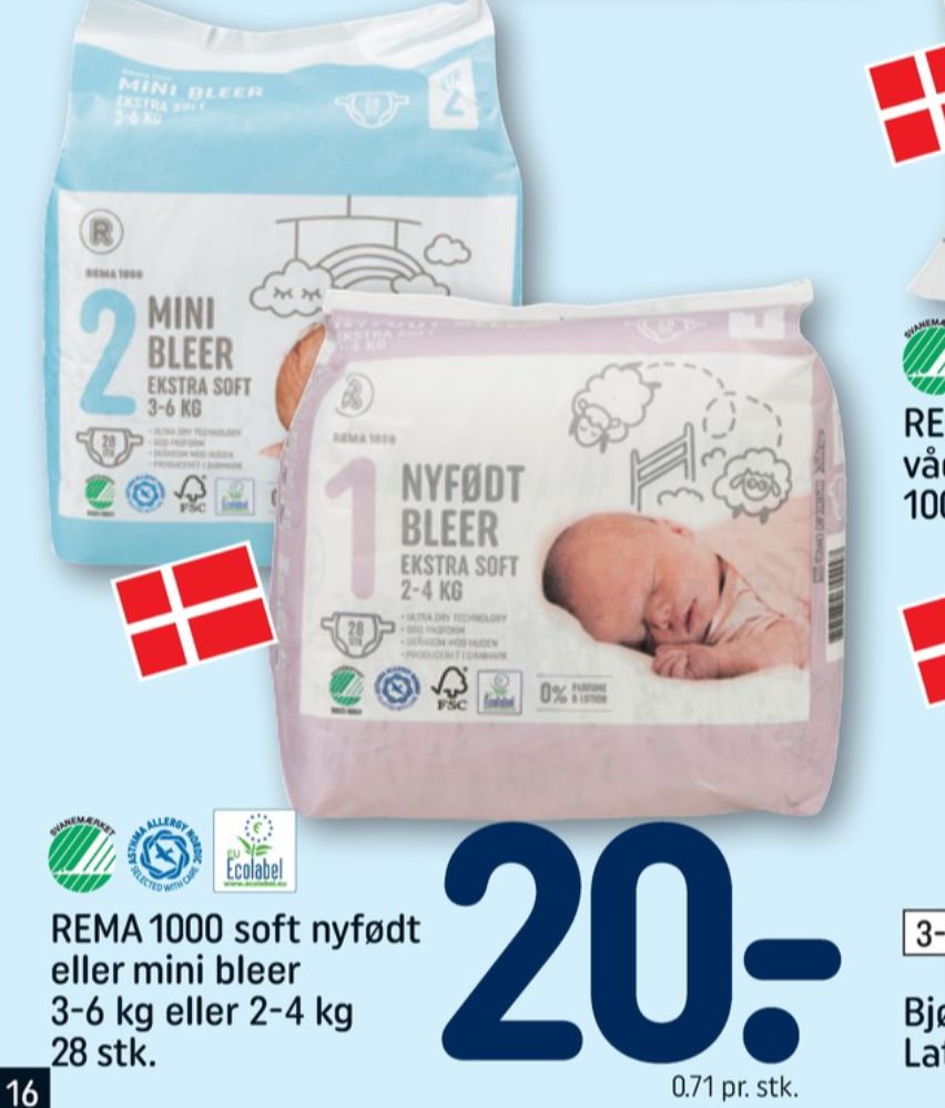 Rema 1000 Nyfødt, Bleer str 1 2-4 kg