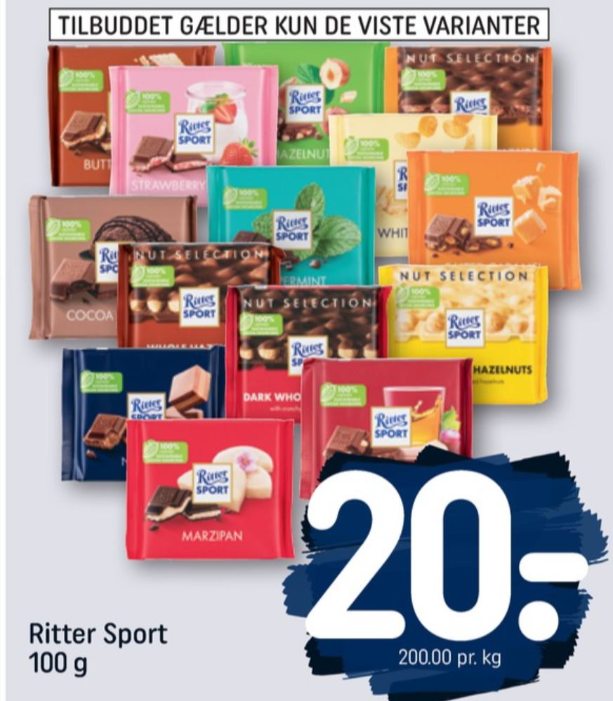 Ritter Sport, Chokoladeplade Honey Salted Almonds