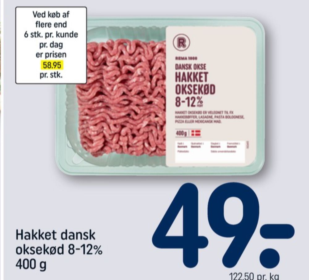 Rema 1000, Hakket oksekød 8-12%
