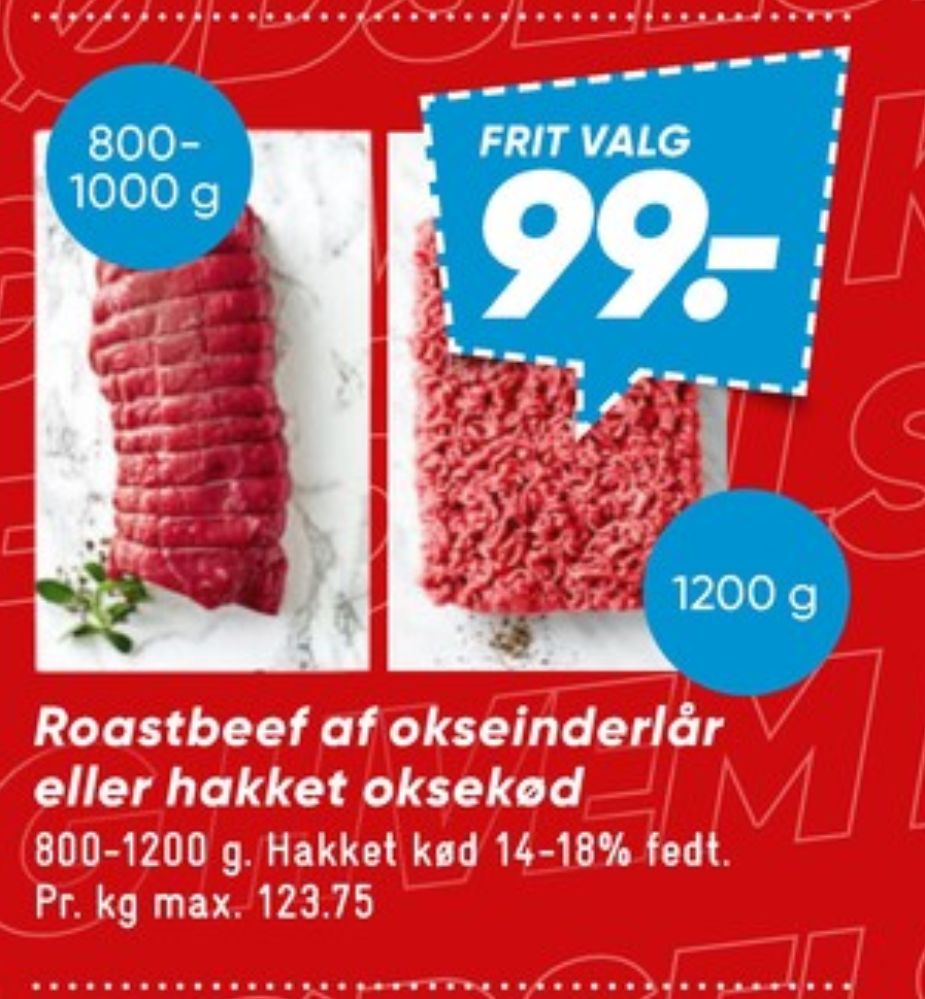 Hakket oksekød 14-18%