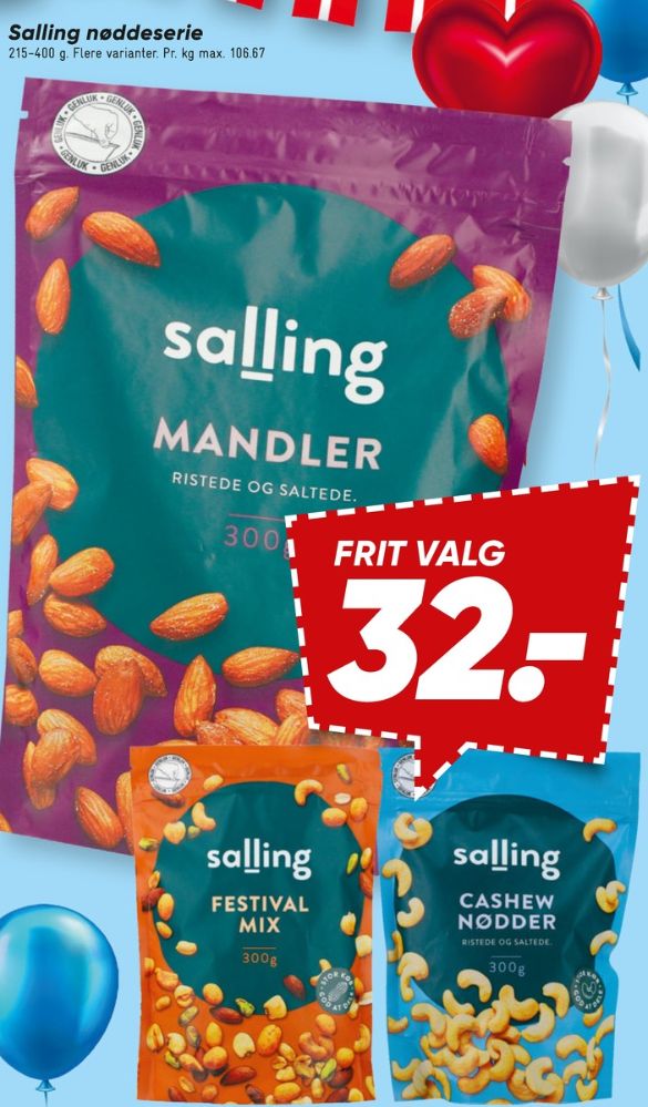 Salling, Mandler ristede og saltede