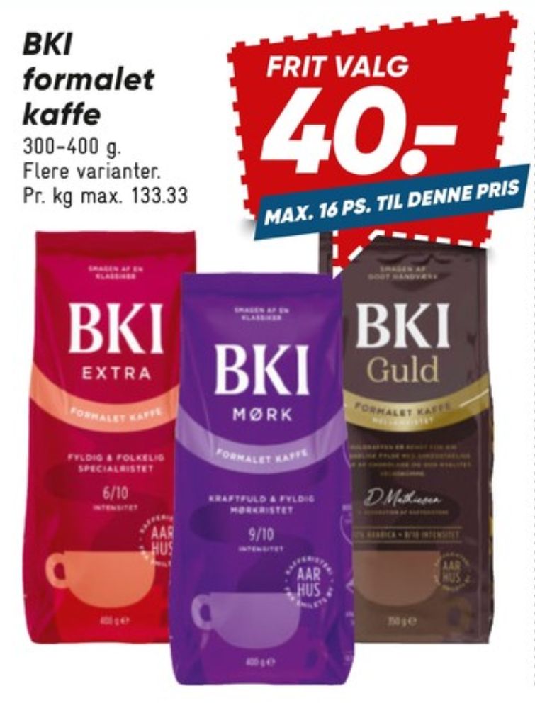 BKI Guld, Kaffe Formalet