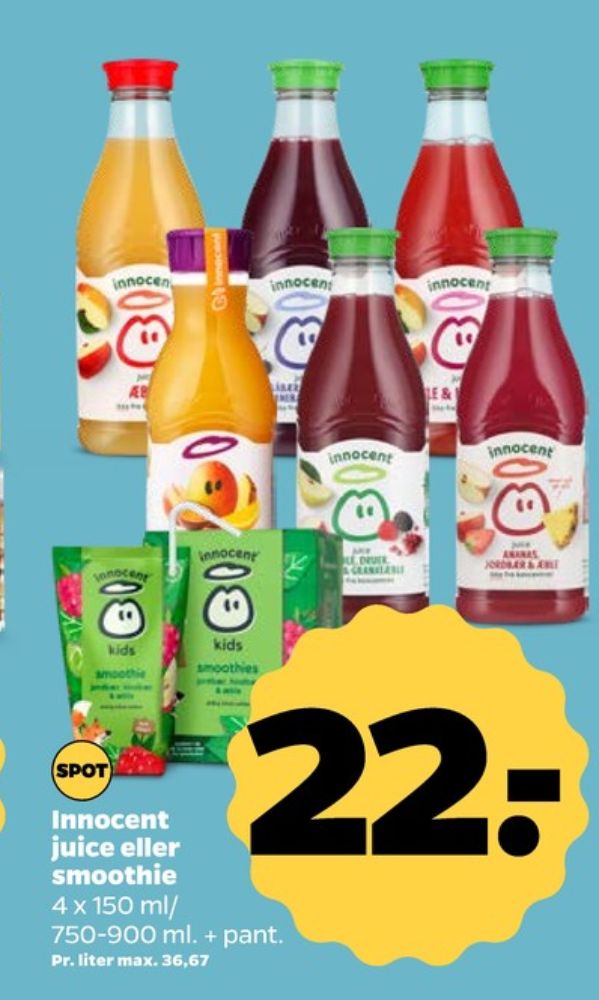 innocent, Æblejuice, Druer, Pære & Granatæble