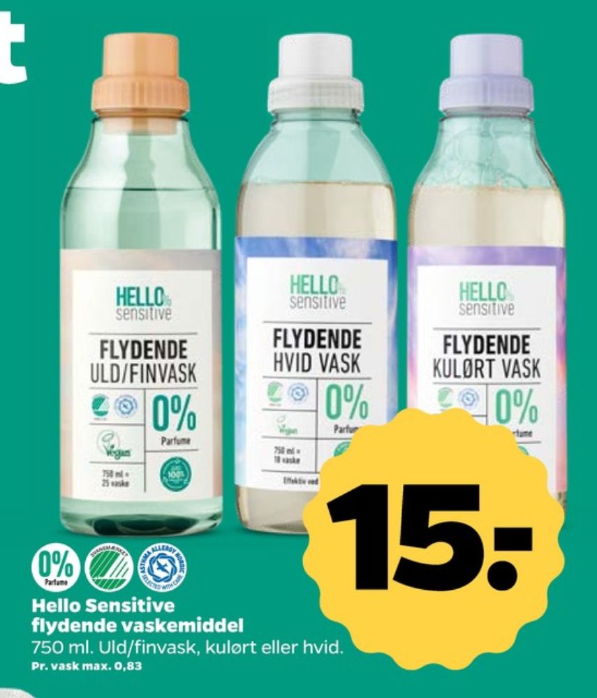 Hello Sensitive, Vaskemiddel-flydende