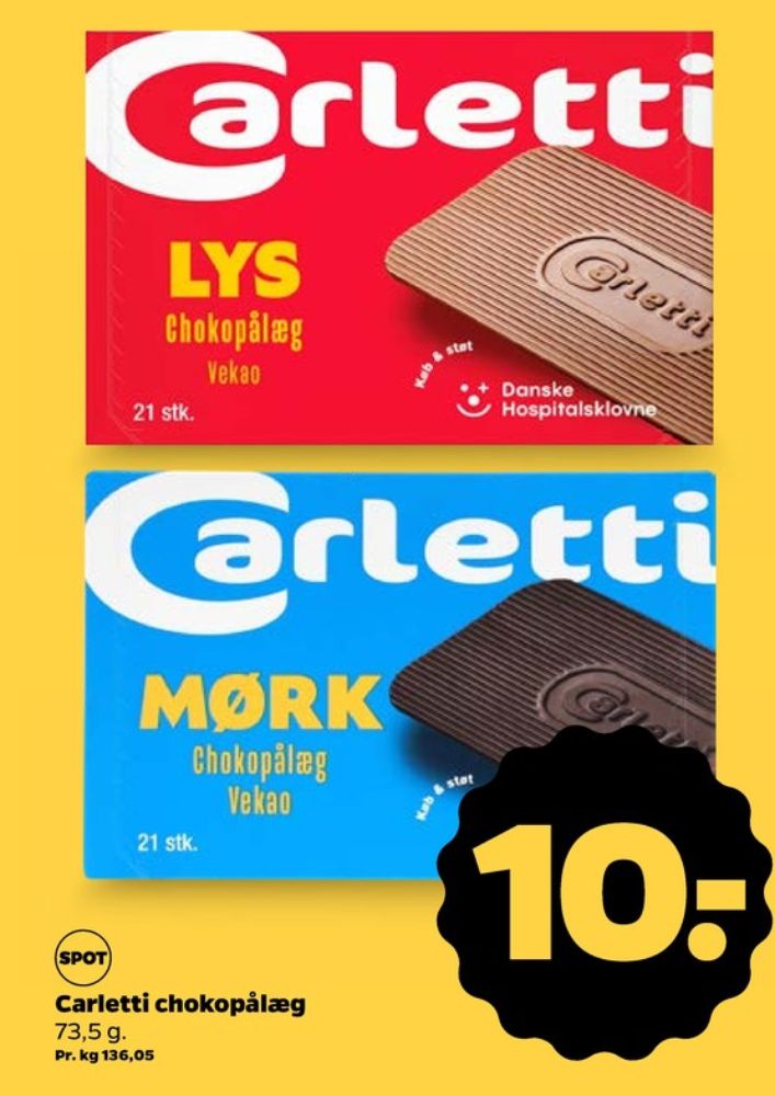 Carletti Den Lyse, Pålægschokolade Lys