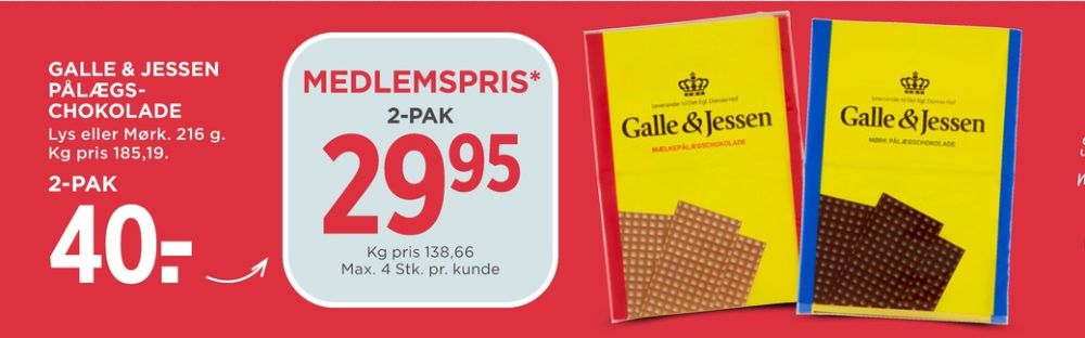 Galle & Jessen, Pålægschokolade Mørk