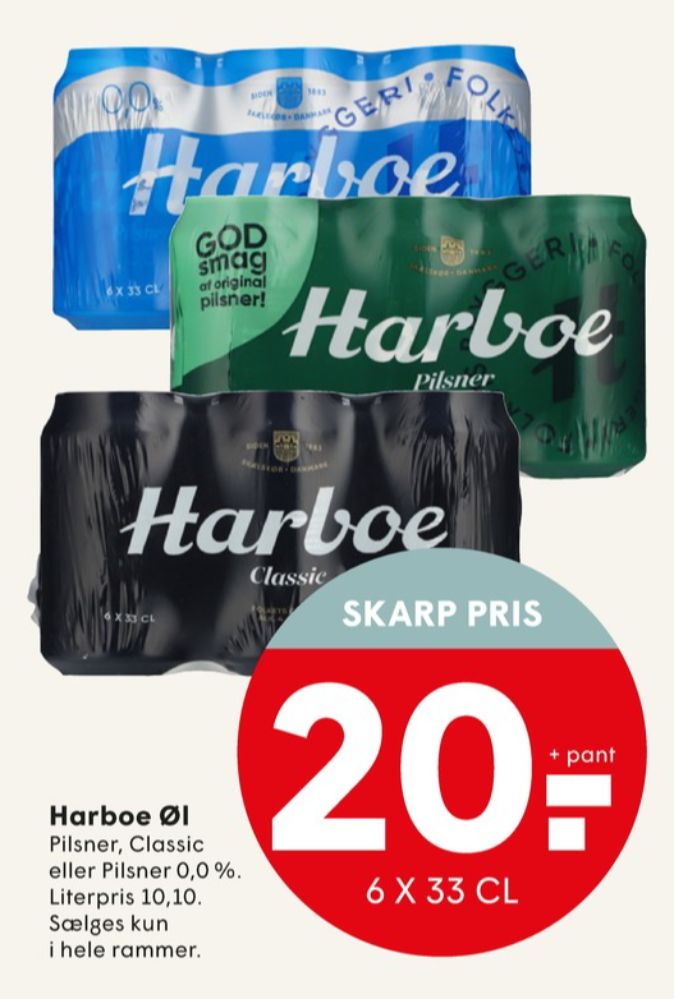 Harboe Pilsner 0,0%, Øl - Alkoholfri 6 pk.