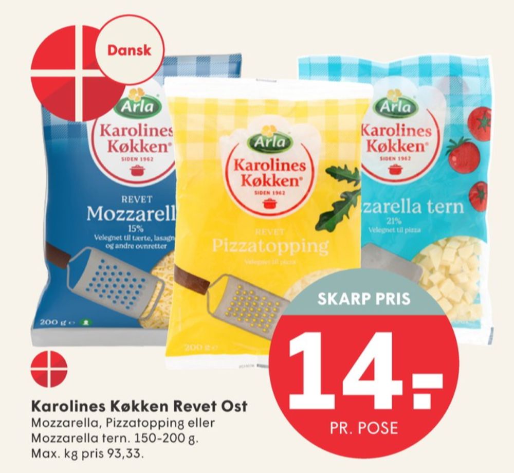 Karolines, Revet ost Mozzarella