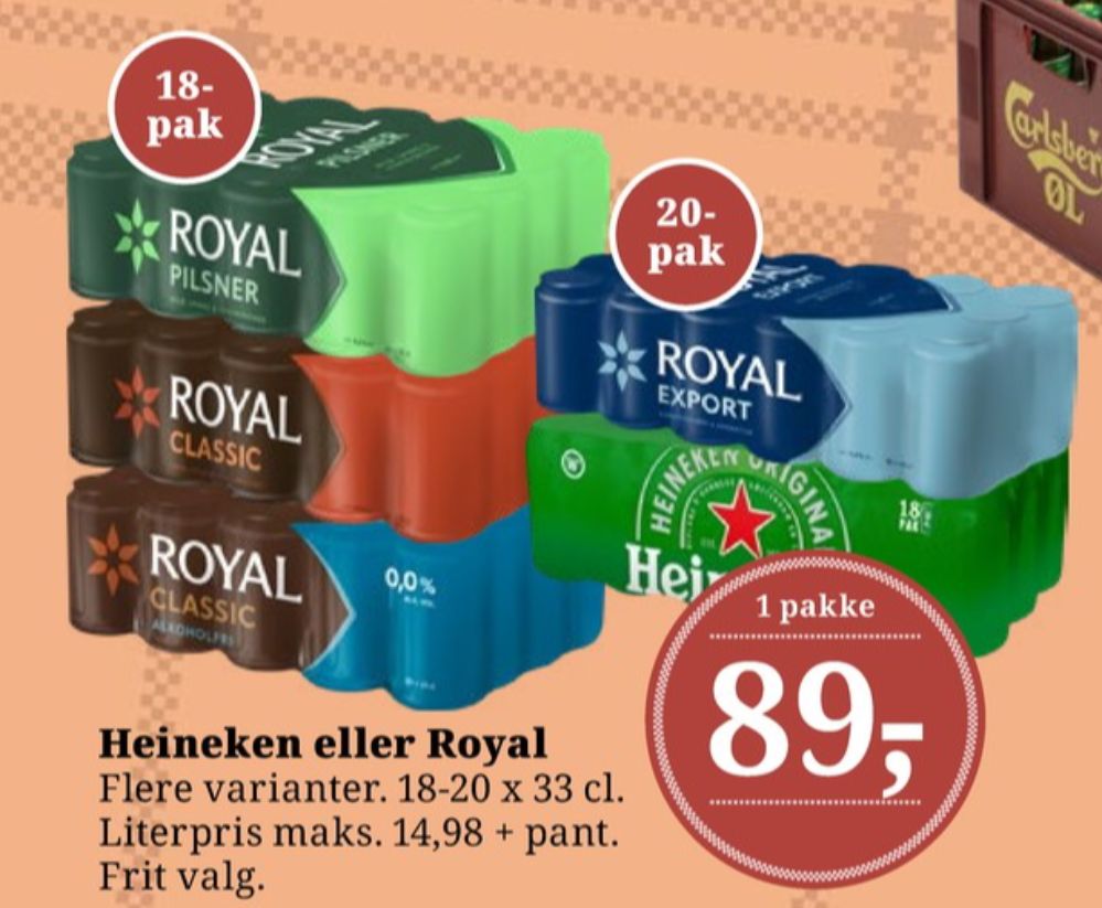 Royal 0,0 Classic, Øl - Alkoholfri 20 pk.