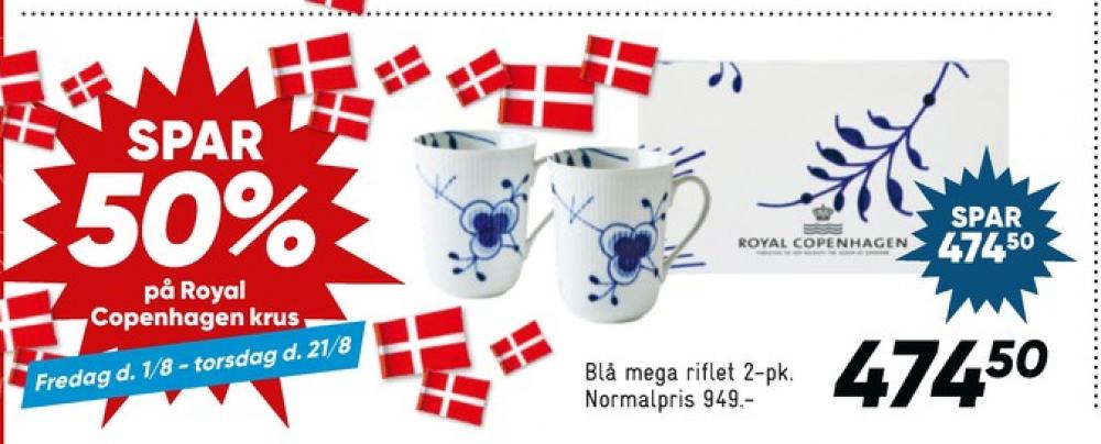 Royal Copenhagen Blå Mega Riflet, Krus