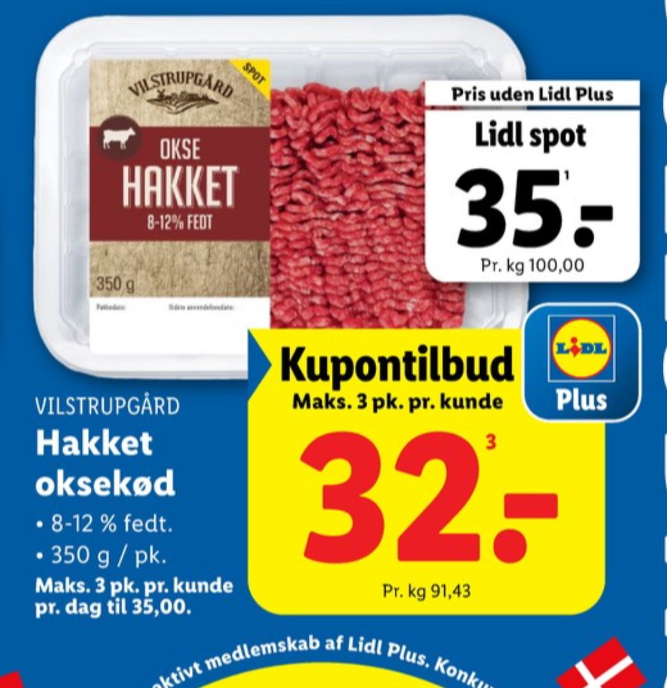 Vilstrupgård, Hakket oksekød 8-12%