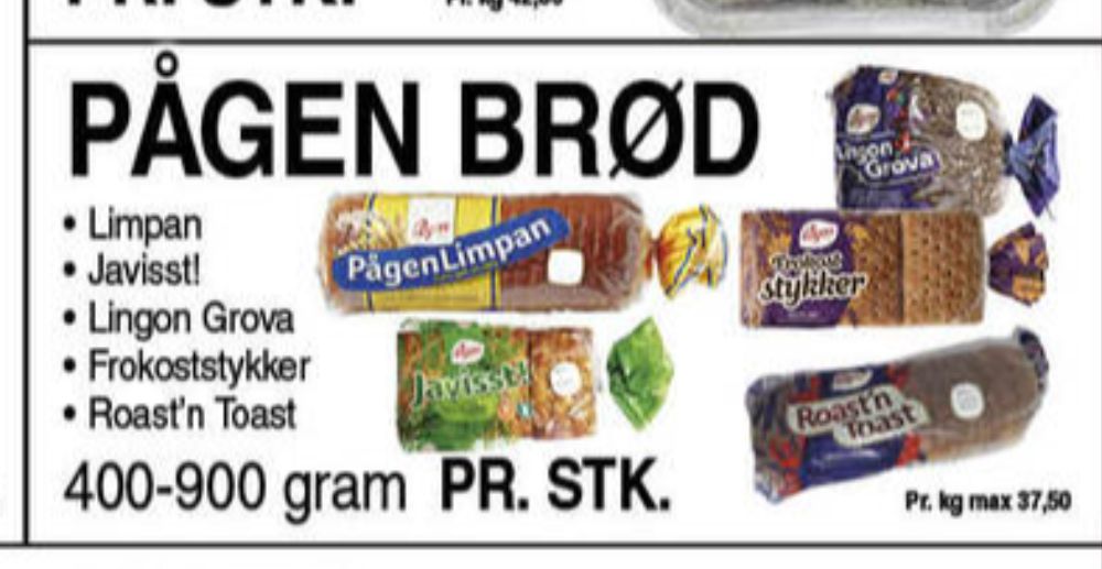 Pågen Limpan, Brød
