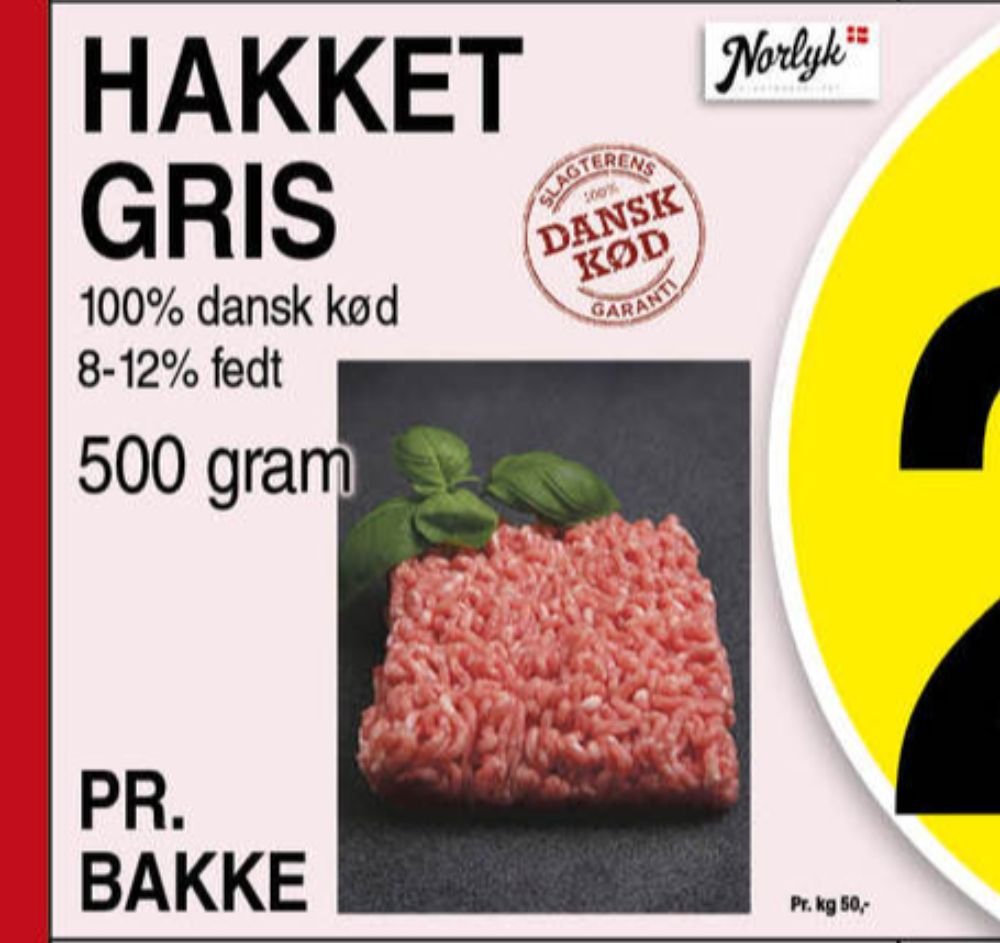 Norlyk Slagter, Hakket grisekød 8-12%