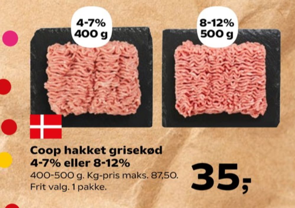 Coop, Hakket grisekød 8-12%