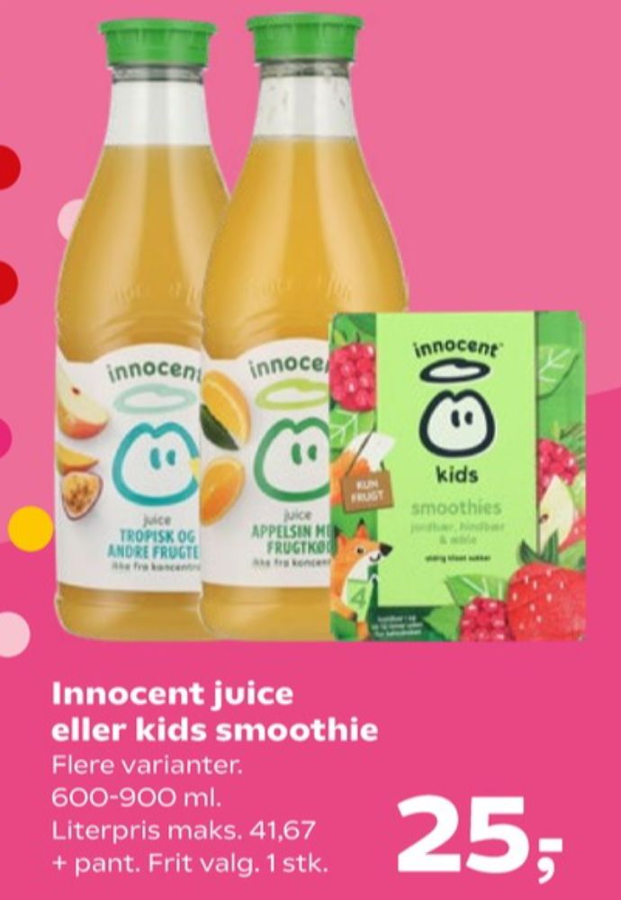 innocent Kids, Jordbær, Hindbær & Æble Smoothie 